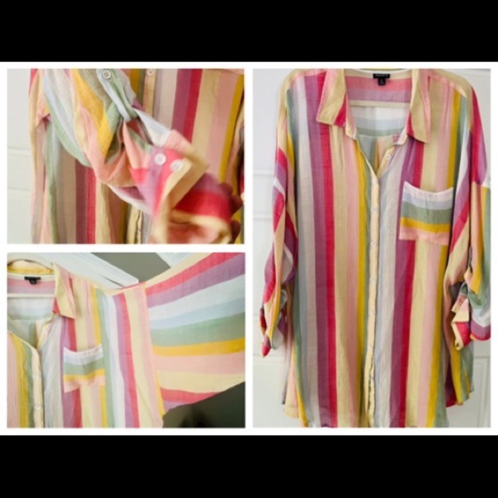 Bright striped cover up / blouse. Torrid size 4